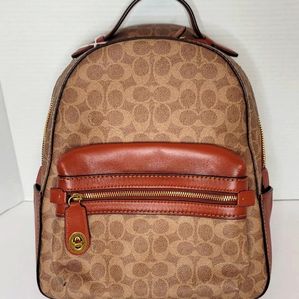 Coach Tan and Brown Signature Backpack